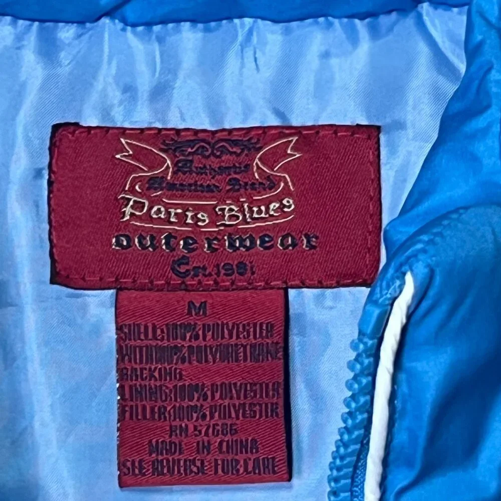 Paris Blues Vintage-Style Bright Blue Puffer Vest - Picture 4 of 6